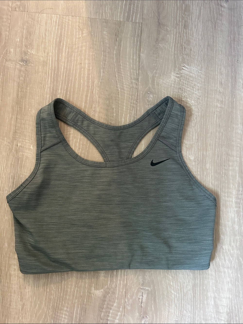Nike Olive Green Racerback Sports Bra with Black Swoosh